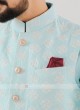 Attractive Sky Blue Color Nehru Jacket Suit